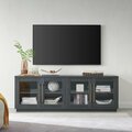 Hudson&Canal Donovan Rectangular TV Stand for TVs up to 80 in Charcoal Gray TV1837